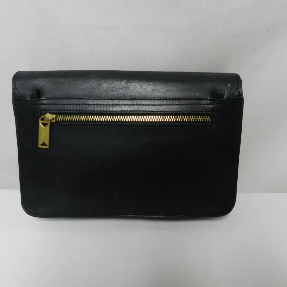 Sseko Vintage Saddle Leather w/ Snakeskin black shoulder handbag purse clutch - Picture 5 of 11